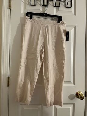 Light Pink Cropped Pants with Braided Waist Detail
